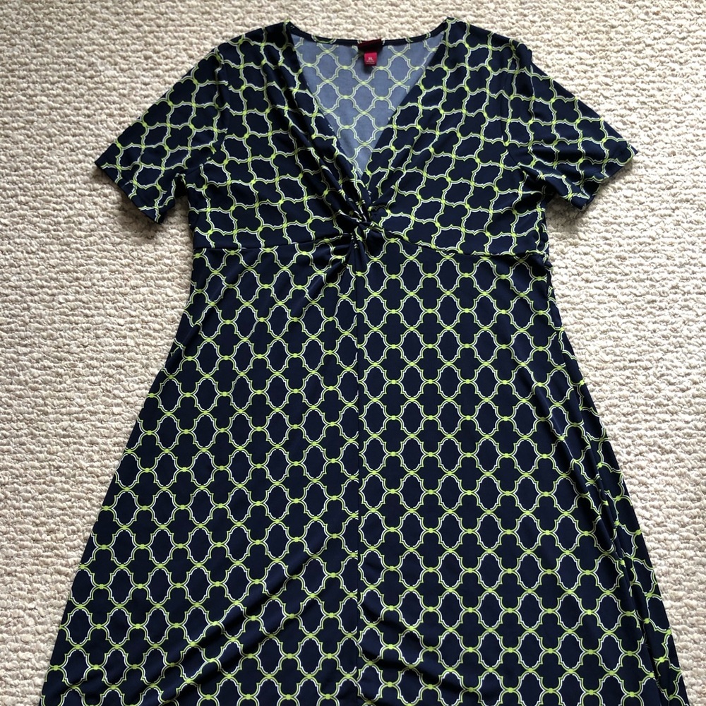 Medina Navy V-neck Dress with Knot Detail